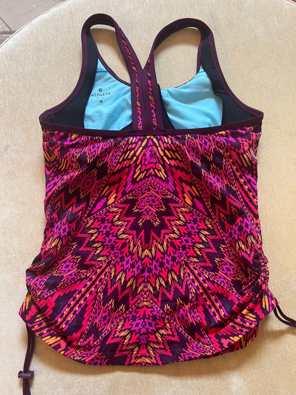 Athleta Purple Magenta Orange Patterned Women's Tankini Top